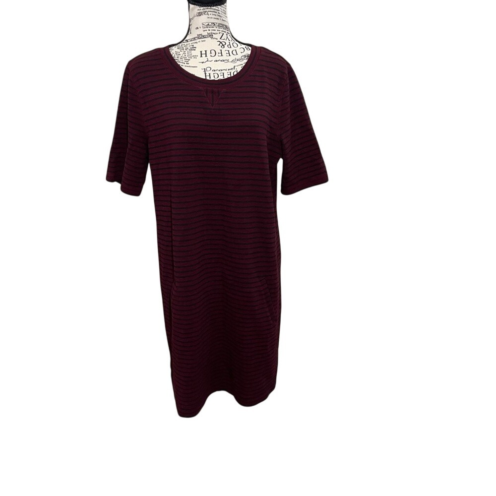 Lou & Grey Burgundy and Black Striped Dress